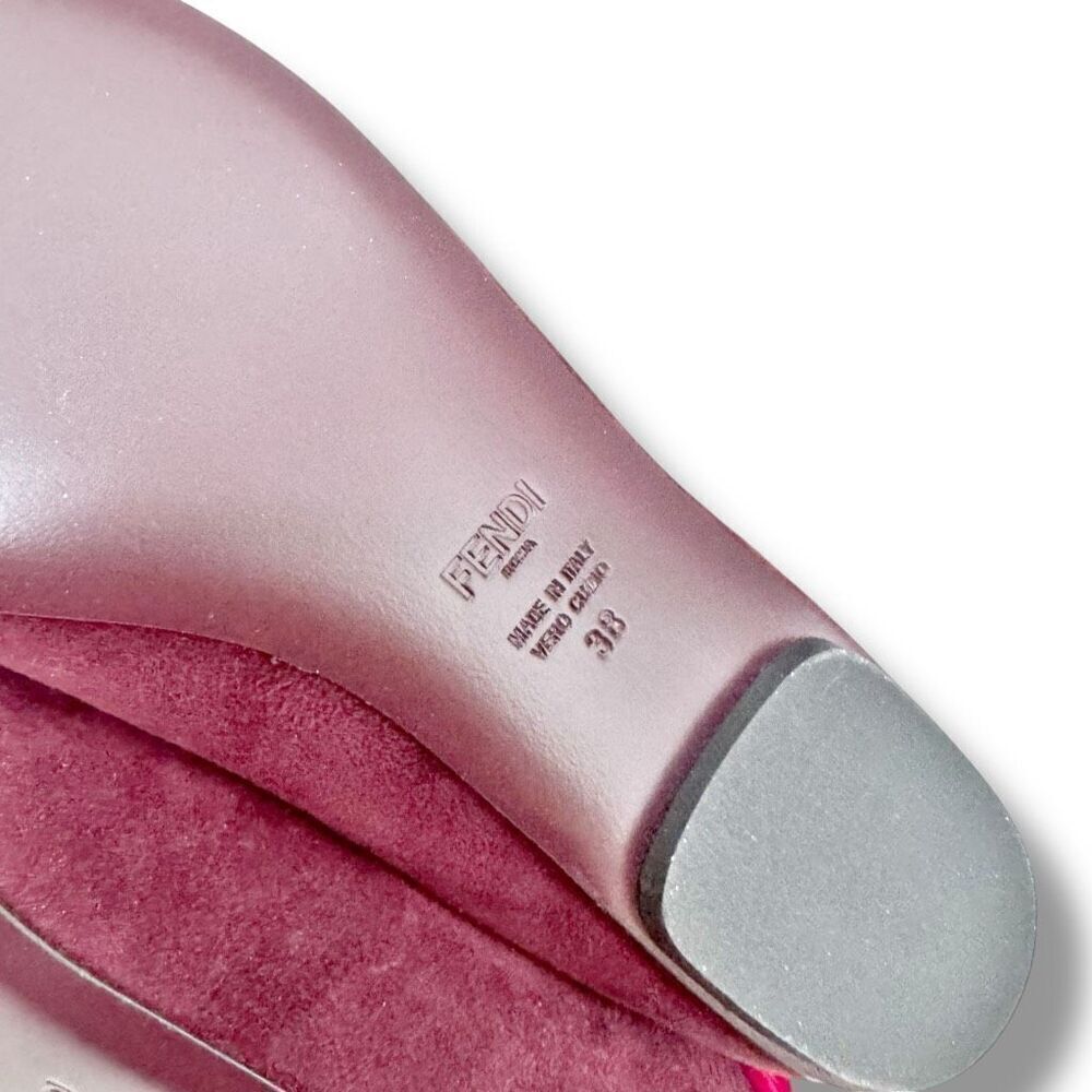 Fendi Burgundy Suede Velvet Ribbon Stitch Bow Pointed Toe Ballet Flats Size 38 - Picture 9 of 11